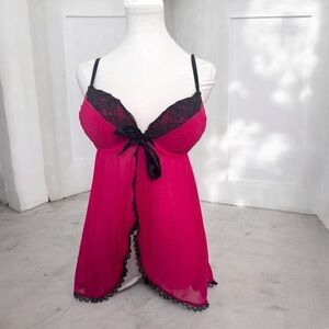 La Senza Pink Lace Trim Babydoll corset top M push up y2k princess